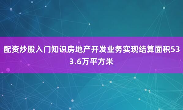 配资炒股入门知识房地产开发业务实现结算面积533.6万平方米